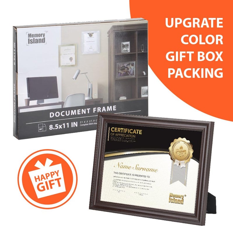Memory Island Document Diploma Picture Frames 8.5x11,Brown Wood Grain,4 Pack - Image 4